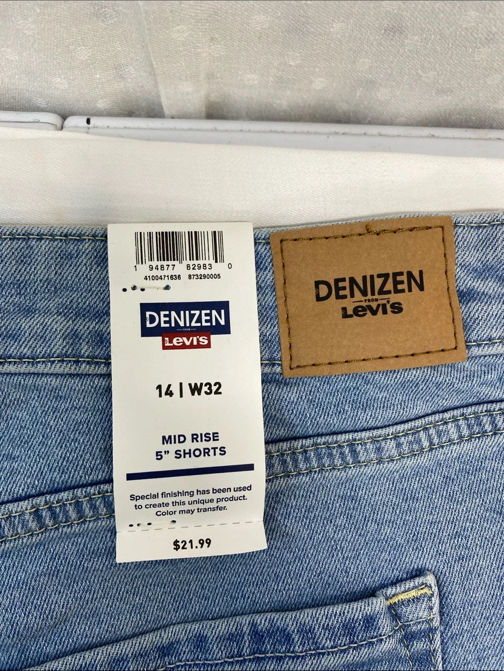 Denizen from Levi's Faded Blue Frayed Hem Distressed Jean Shorts Mid Rise - Picture 4 of 7